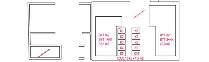 Půdorys, bytový dům Palackého
